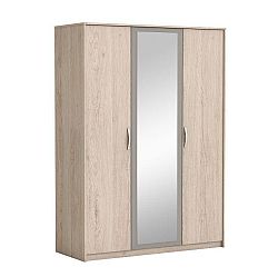 TEMPO KONDELA 3-dverová skriňa so zrkadlom, dub arizona/sivá, GRAPHIC