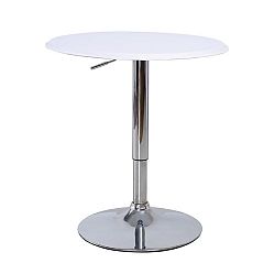 TEMPO KONDELA Barový stôl s nastaviteľnou výškou, biela, BRANY