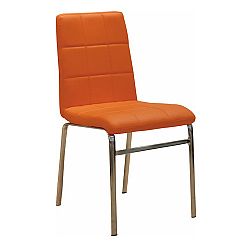 TEMPO KONDELA Jedálenská stolička, ekokoža oranžová/chróm, DOROTY NEW