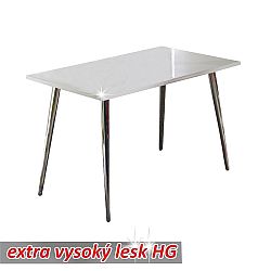 TEMPO KONDELA Jedálenský stôl 120x70, MDF+chróm, extra vyský lesk HG, PEDRO