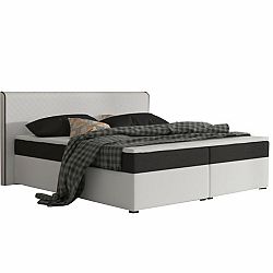 TEMPO KONDELA Komfortná posteľ, čierna látka/biela ekokoža, 160x200, NOVARA KOMFORT