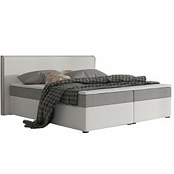TEMPO KONDELA Komfortná posteľ, sivá látka/biela ekokoža, 160x200, NOVARA MEGAKOMFORT VISCO