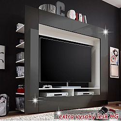 TEMPO KONDELA Luxusná TV a media stena, čierna/extra vysoký lesk, MEDI TV
