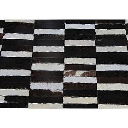 TEMPO KONDELA Luxusný kožený koberec,  hnedá/čierna/biela, patchwork, 69x140, KOŽA TYP 6