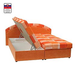 TEMPO KONDELA Manželská posteľ, pružinová, oranžová/vzor, KASVO