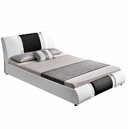 TEMPO KONDELA Moderná posteľ, biela/čierna, 160x200, LUXOR