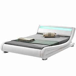 TEMPO KONDELA Moderná posteľ s RGB LED osvetlením, biela, 180x200, FILIDA