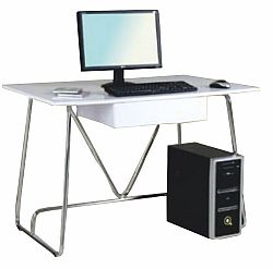 TEMPO KONDELA PC stôl, biela/extra vysoký lesk, EDGAR