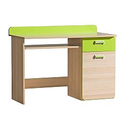 TEMPO KONDELA PC stôl, jaseň/zelený, EGO L10