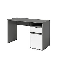 TEMPO KONDELA PC stôl, tmavosivá-grafit/biela, BILI