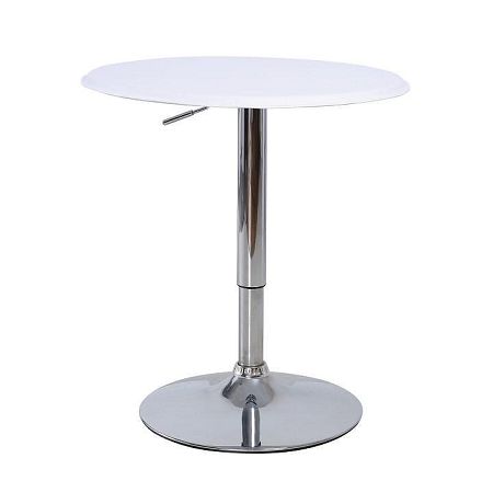 TEMPO KONDELA Barový stôl s nastaviteľnou výškou, biela, BRANY