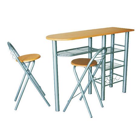 TEMPO KONDELA Komplet barový stôl + 2 stoličky, buk, BOXER
