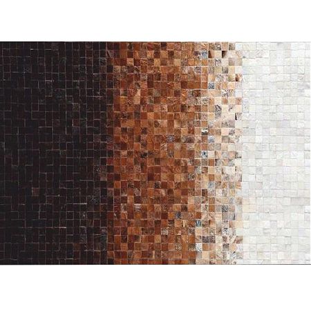 TEMPO KONDELA Luxusný kožený koberec, biela/hnedá/čierna, patchwork, 200x300, KOŽA TYP 7