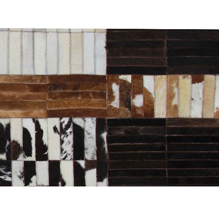 TEMPO KONDELA Luxusný kožený koberec, čierna/hnedá/biela, patchwork, 120x180, KOŽA typ 4