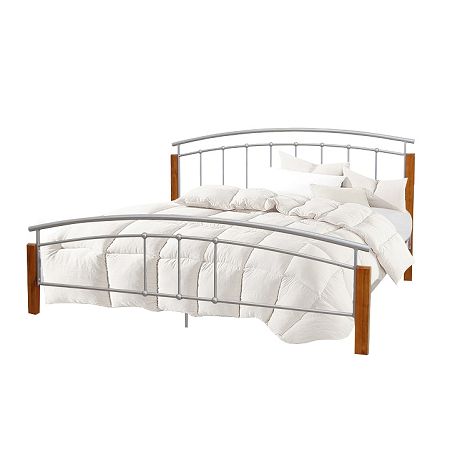 TEMPO KONDELA Manželská posteľ, drevo jelša/strieborný kov, 160x200, MIRELA