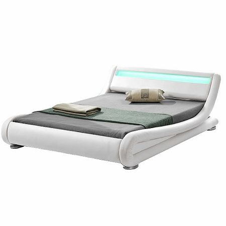 TEMPO KONDELA Moderná posteľ s RGB LED osvetlením, biela, 160x200, FILIDA